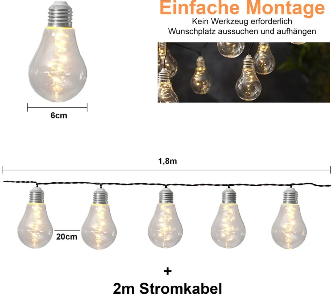 Star Trading Zonne-lichtketting 10 LED - 2700K - Zwart