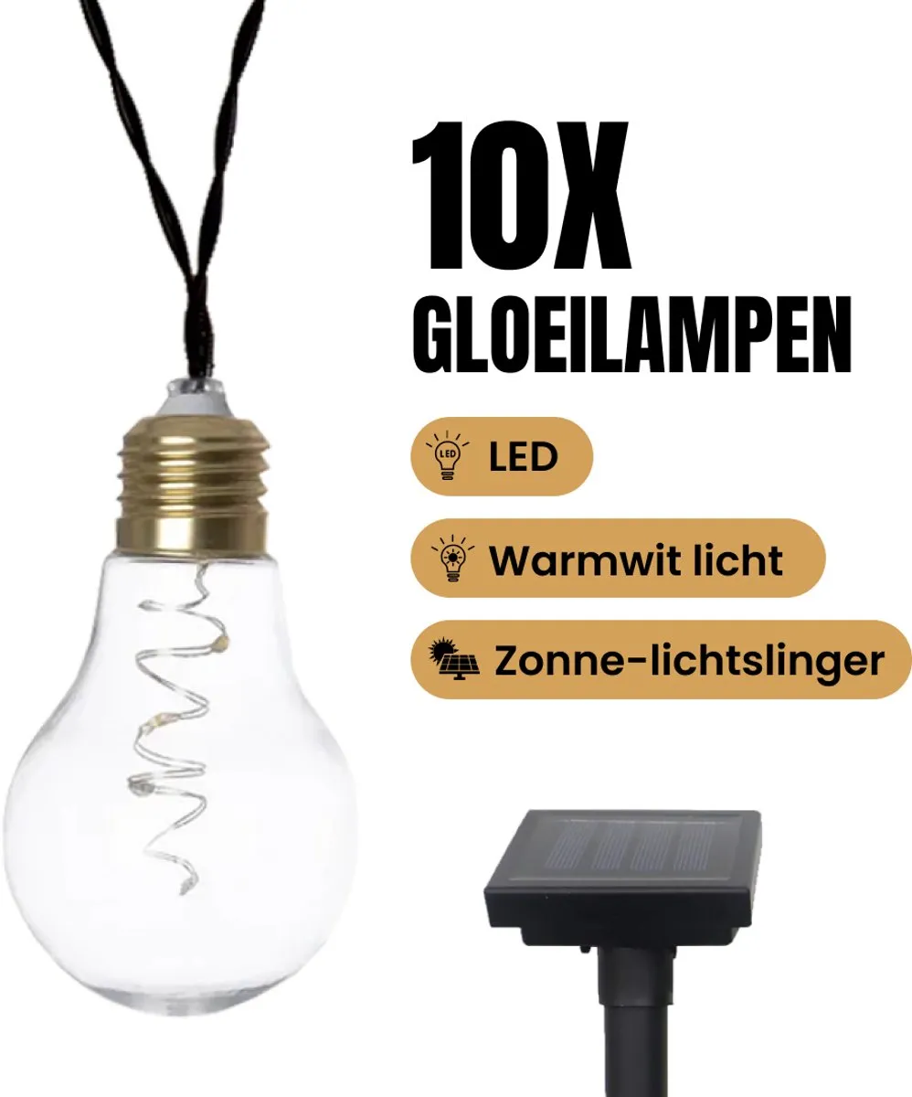 Star Trading Zonne-lichtketting 10 LED - 2700K - Zwart