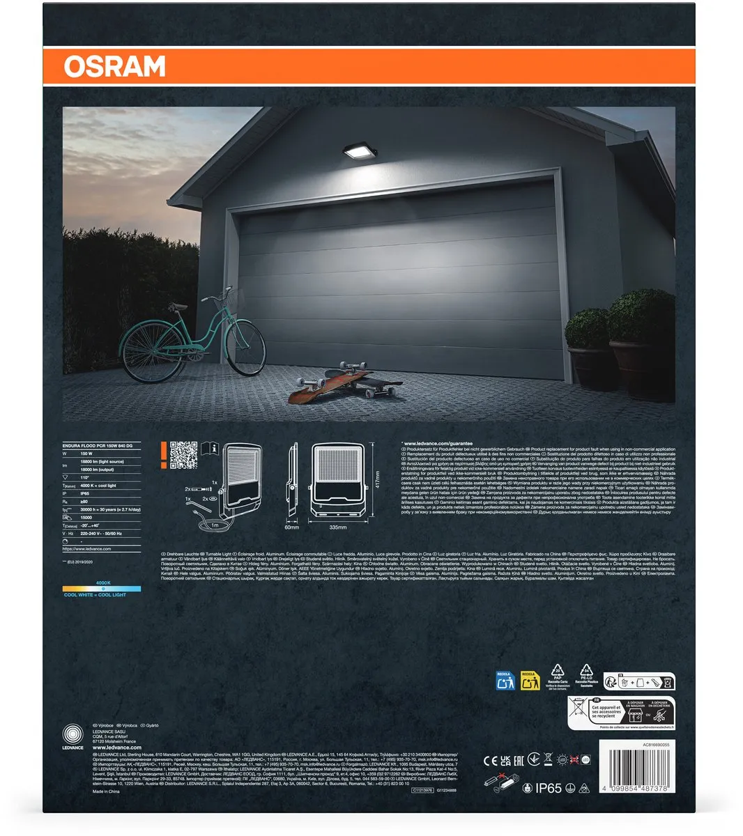Osram Endura Flood PC 150W LED-schijnwerper 18.000lm - Donkergrijs