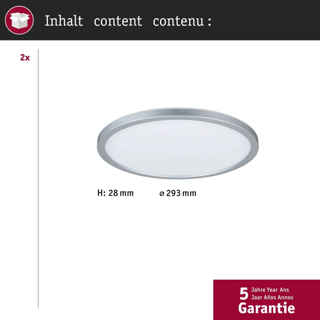 Paulmann LED-paneel Abia rond 30cm 2x22W 2x2200lm - Chroom mat