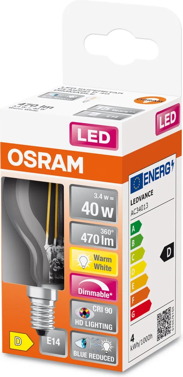Osram E14 LED 3.4W 470Lm 2700K - Mat