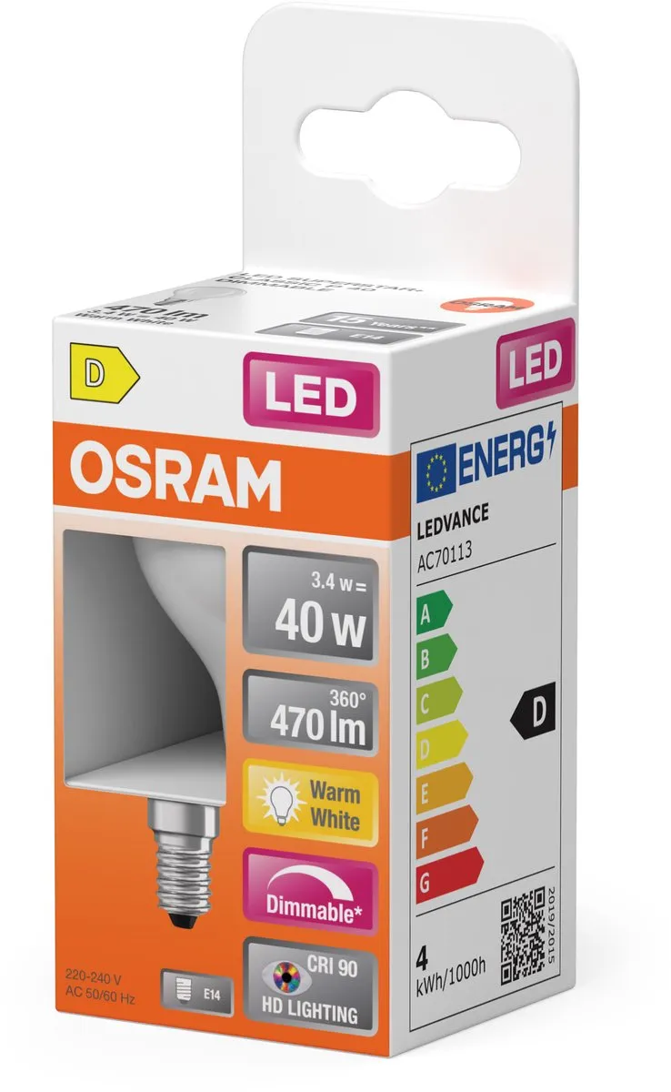 Osram E14 LED 3.4W 470Lm 2700K