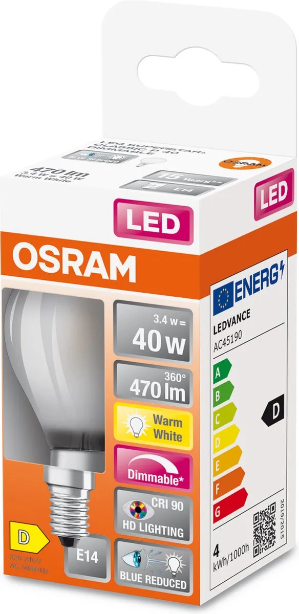 Osram E14 LED 3.4W 470Lm 2700K - Mat