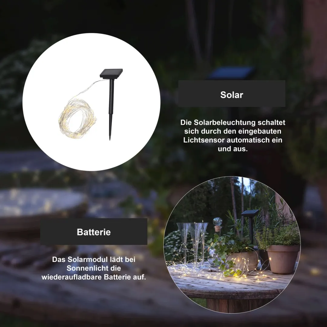 Star Trading Dew Drop Lichtketting - 200 LED Zonne-energie