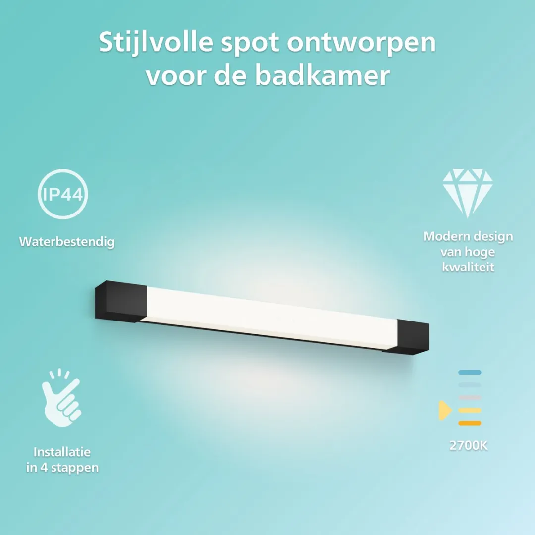Philips Rover Spiegelverlichting 10W IP44 - Zwart