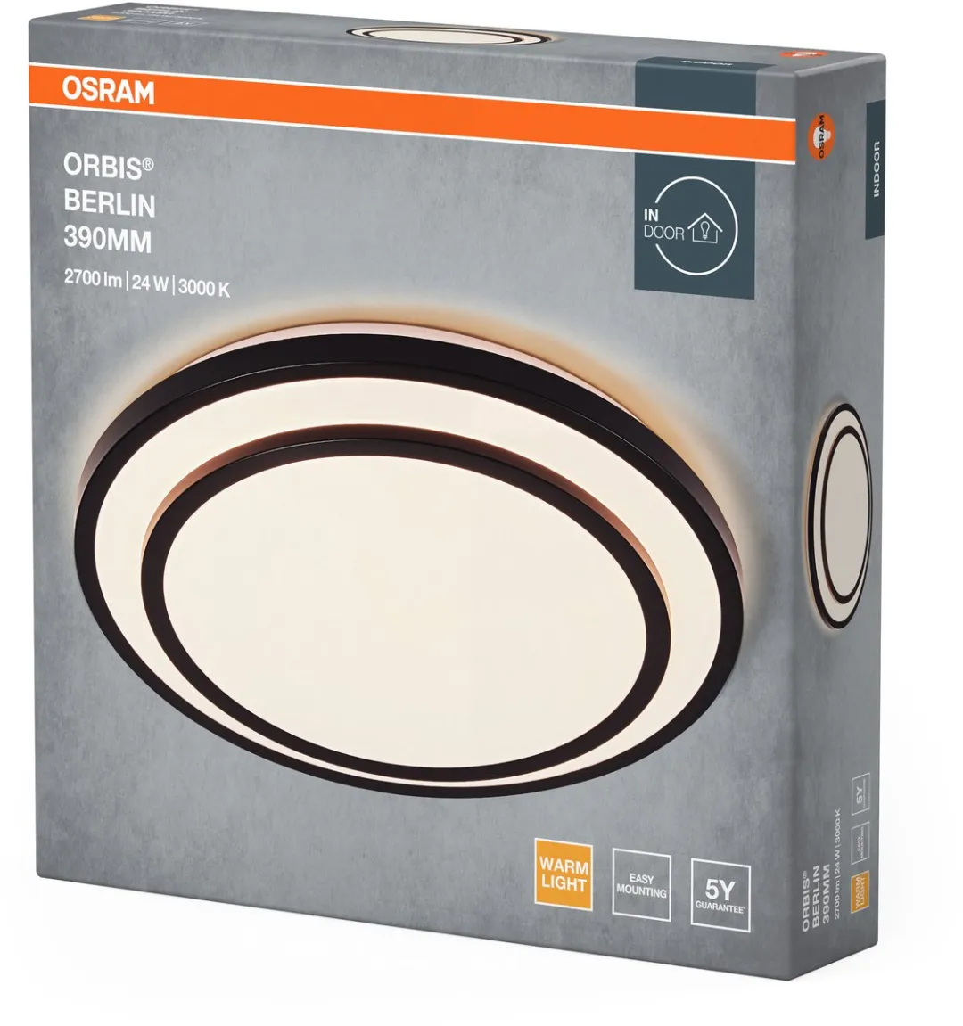 Osram Orbis Berlin LED Plafondlamp 24W - 2700lm - 390mm - Zwart