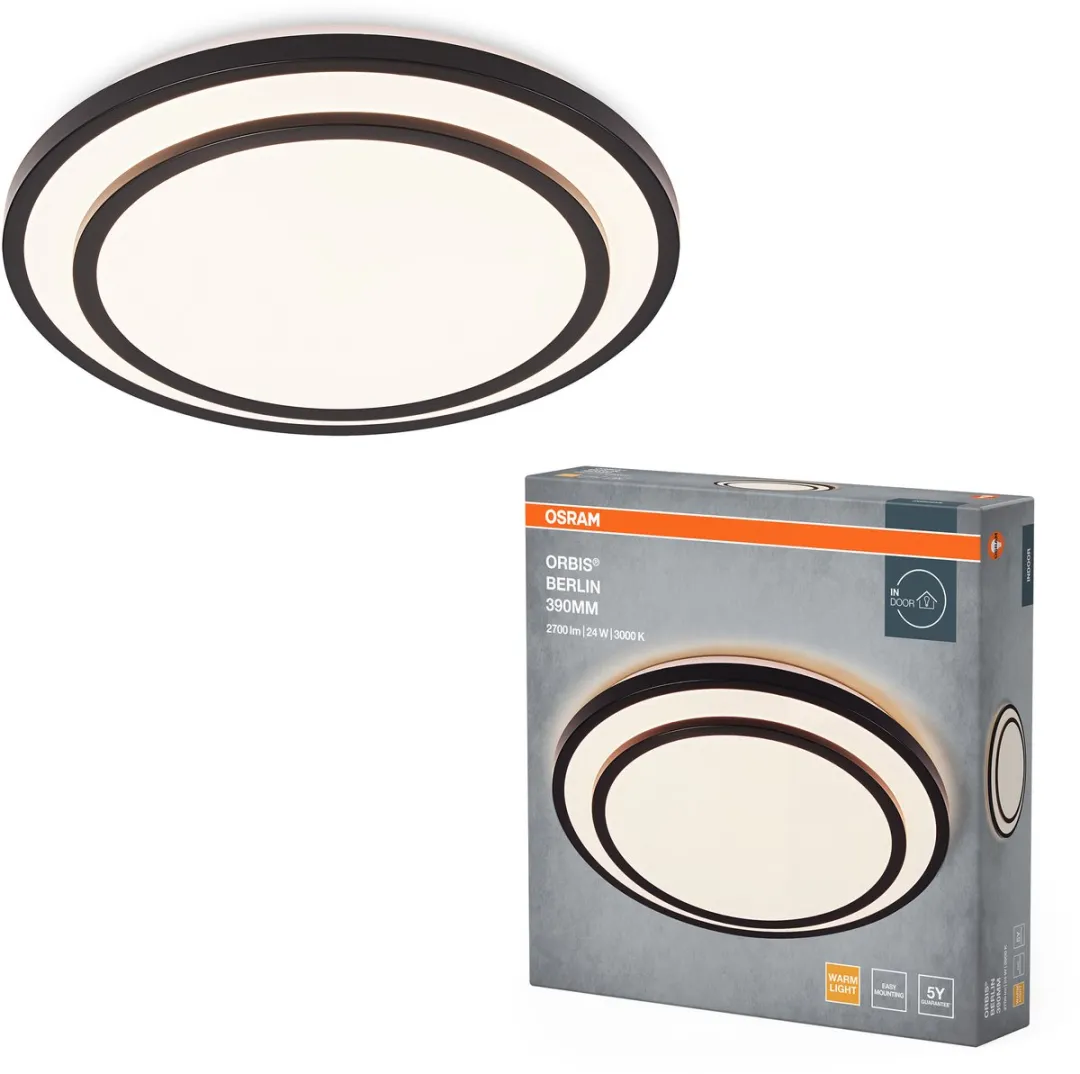 Osram Orbis Berlin LED Plafondlamp 24W - 2700lm - 390mm - Zwart