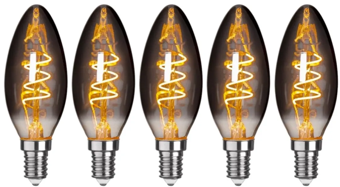 Star Trading Kaarslamp E14 3W Rookglas - 5 Stuks