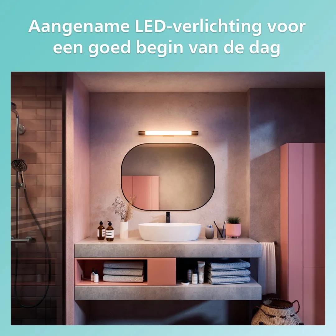Philips Rover Spiegelverlichting IP44 10W Warmwit - Zwart - afbeelding 6 van 6