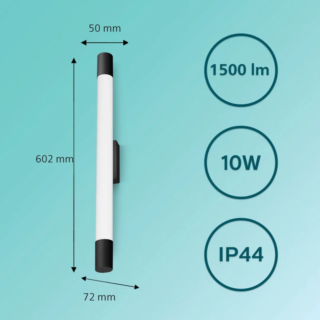 Philips Rover Spiegelverlichting IP44 10W Warmwit - Zwart