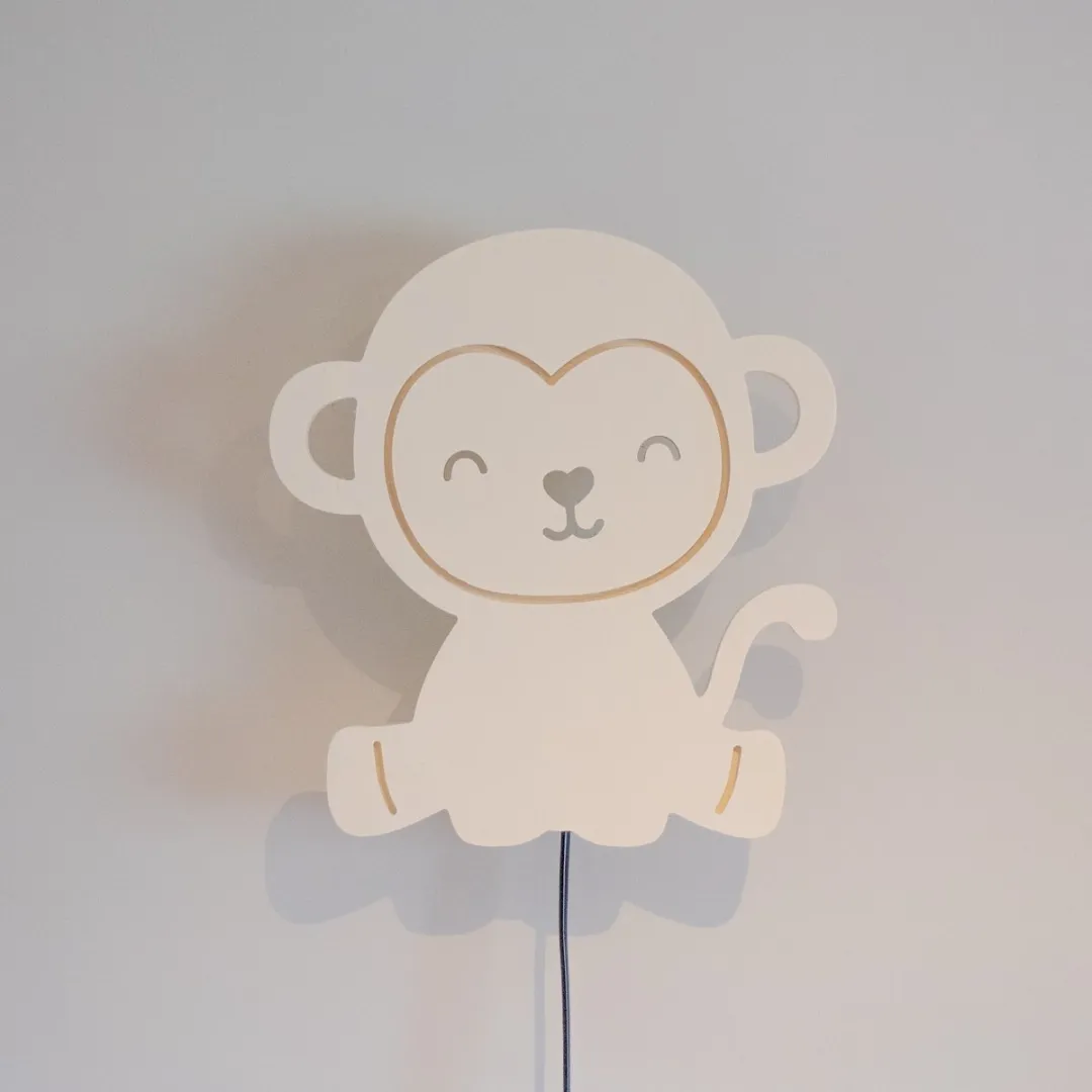 TreeToys Houten Wandlamp Aap - 1 Lichtpunt