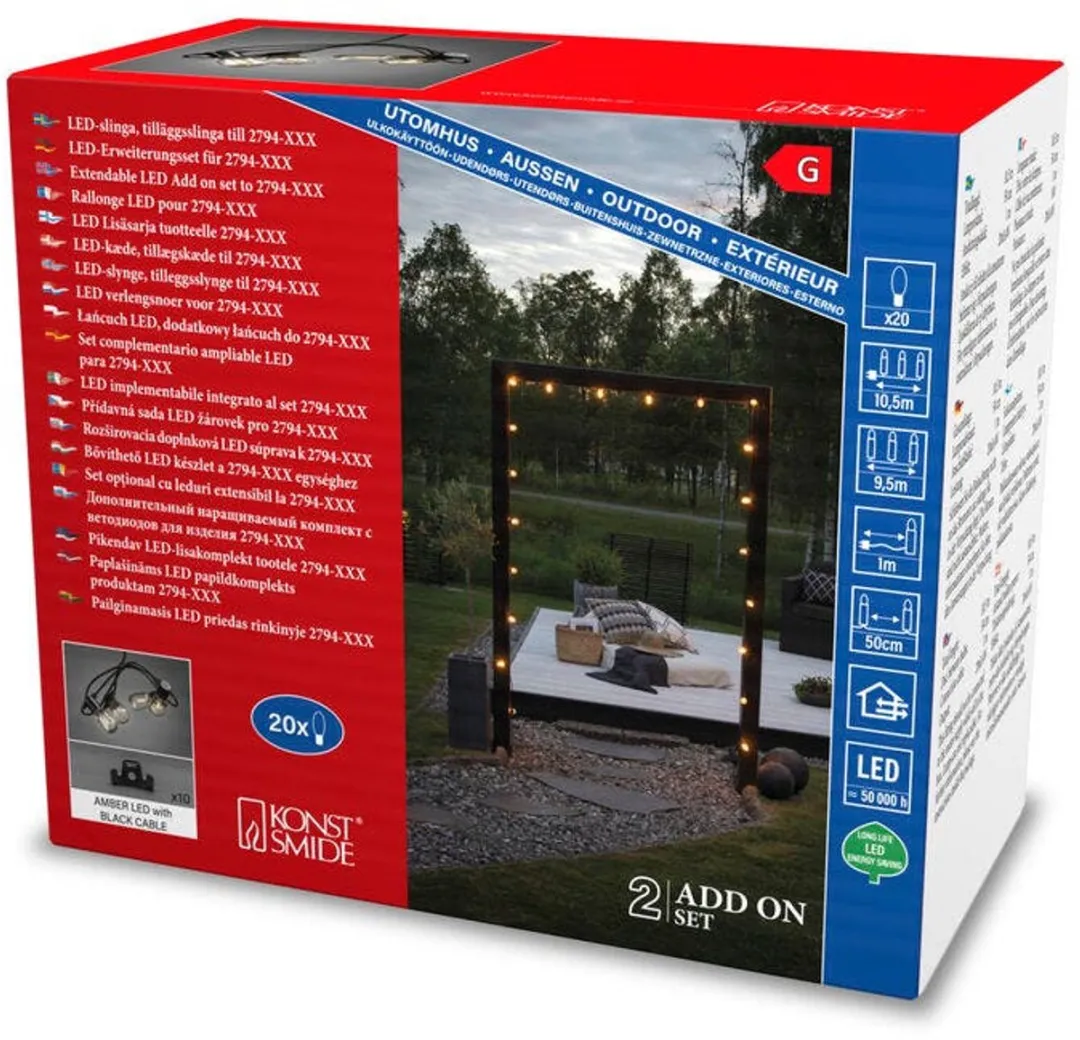 Konstsmide Lichtsnoer Partylight Verlengset 2795-800 - 20 Stuks - Zwart