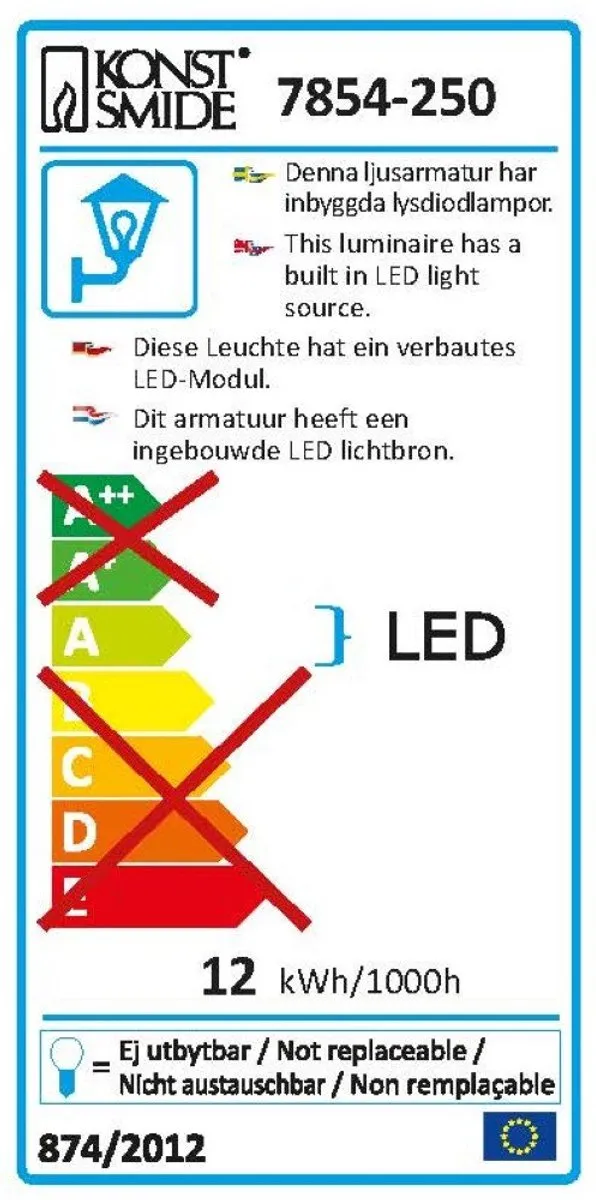 Konstsmide 7854-250 Wandverlichting Buiten - 2x 4,5W Wit