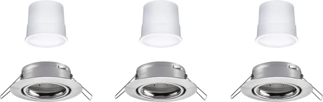 Paulmann LED-inbouwlamp Smart Home Zigbee 3.0 Coin Basisset - 3x420lm - RGBW+ - Staal geborsteld