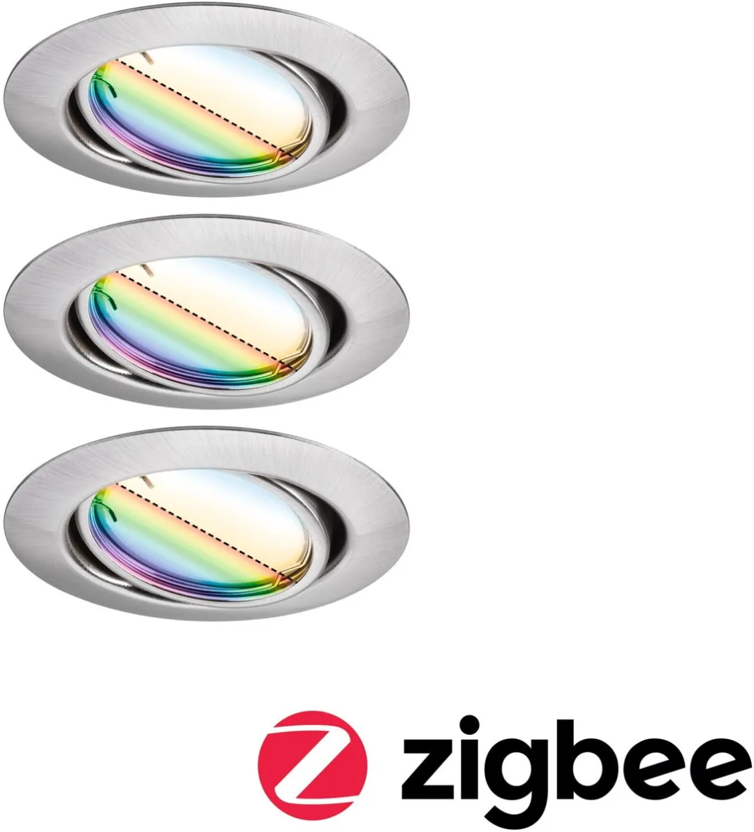 Paulmann LED-inbouwlamp Smart Home Zigbee 3.0 Coin Basisset - 3x420lm - RGBW+ - Staal geborsteld