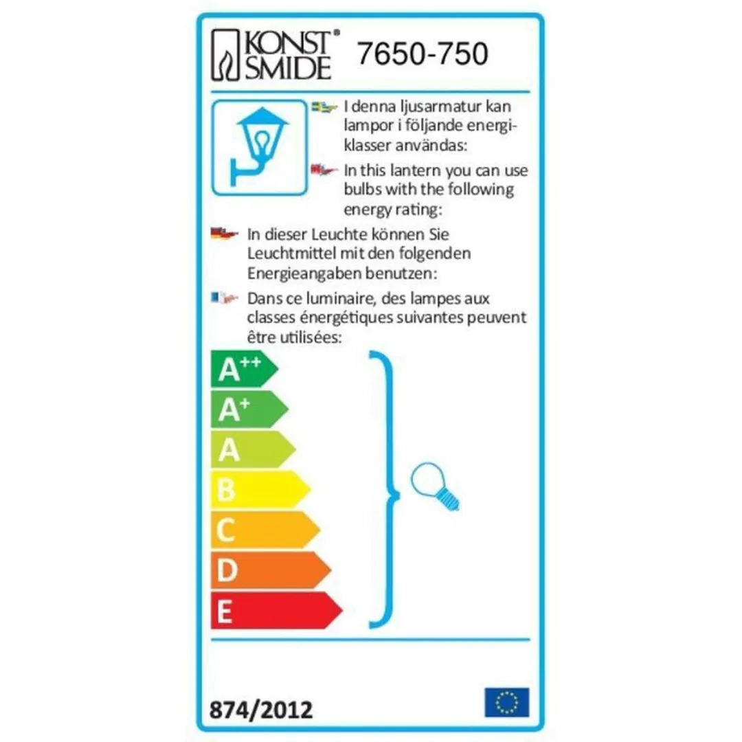 Konstsmide Elmas Wandlamp Buiten E27 - IP44 - Zwart