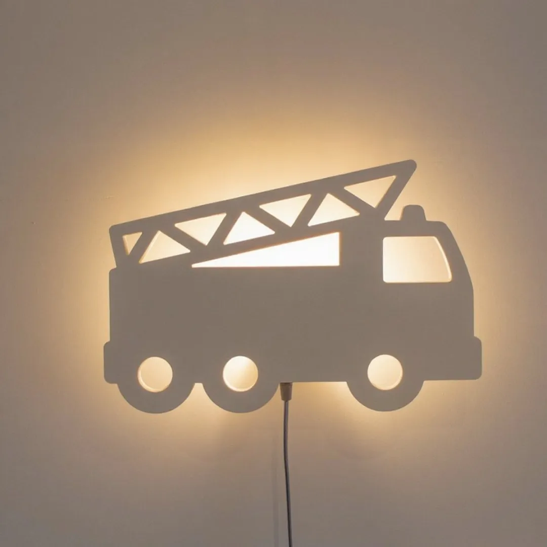 TreeToys Houten Wandlamp Brandweerauto