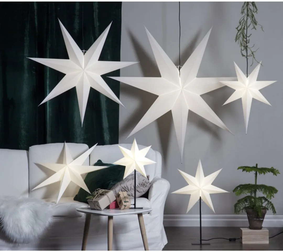 Star Trading Kerstster Papier 80cm - 1 Lichtpunt Wit