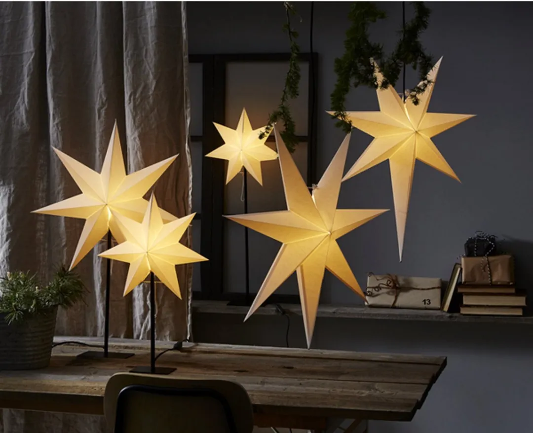 Star Trading Kerstster Papier 80cm - 1 Lichtpunt Wit