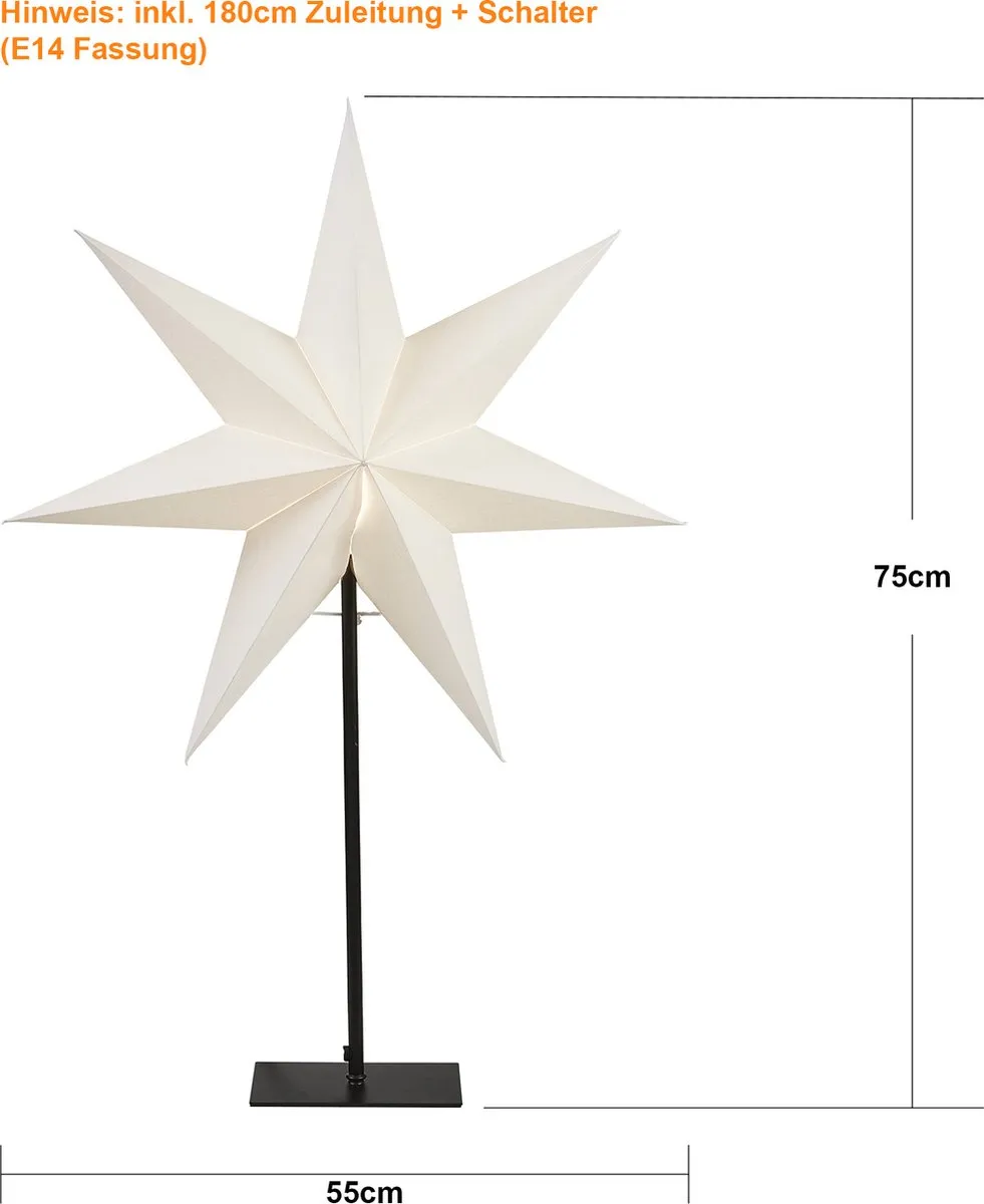 Star Trading Kerstster Papier 80cm - 1 Lichtpunt Wit - afbeelding 6 van 6