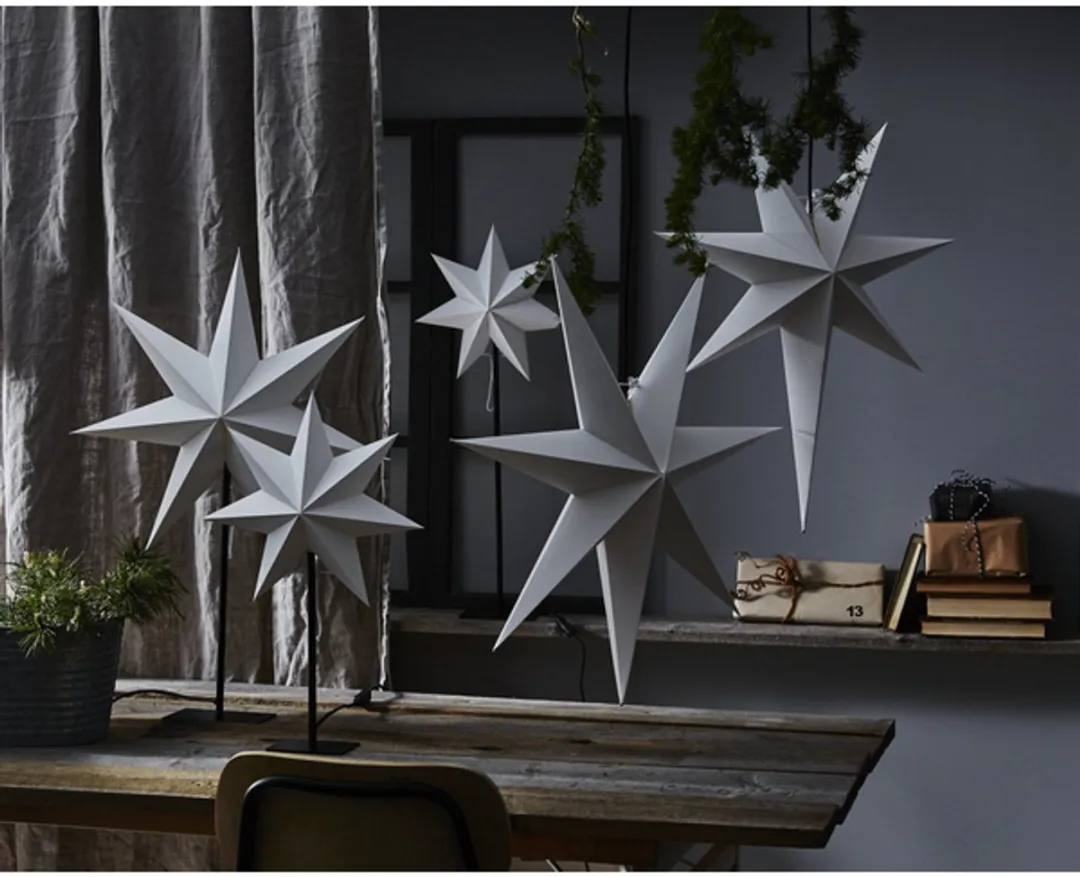 Star Trading Kerstster Papier 80cm - 1 Lichtpunt Wit