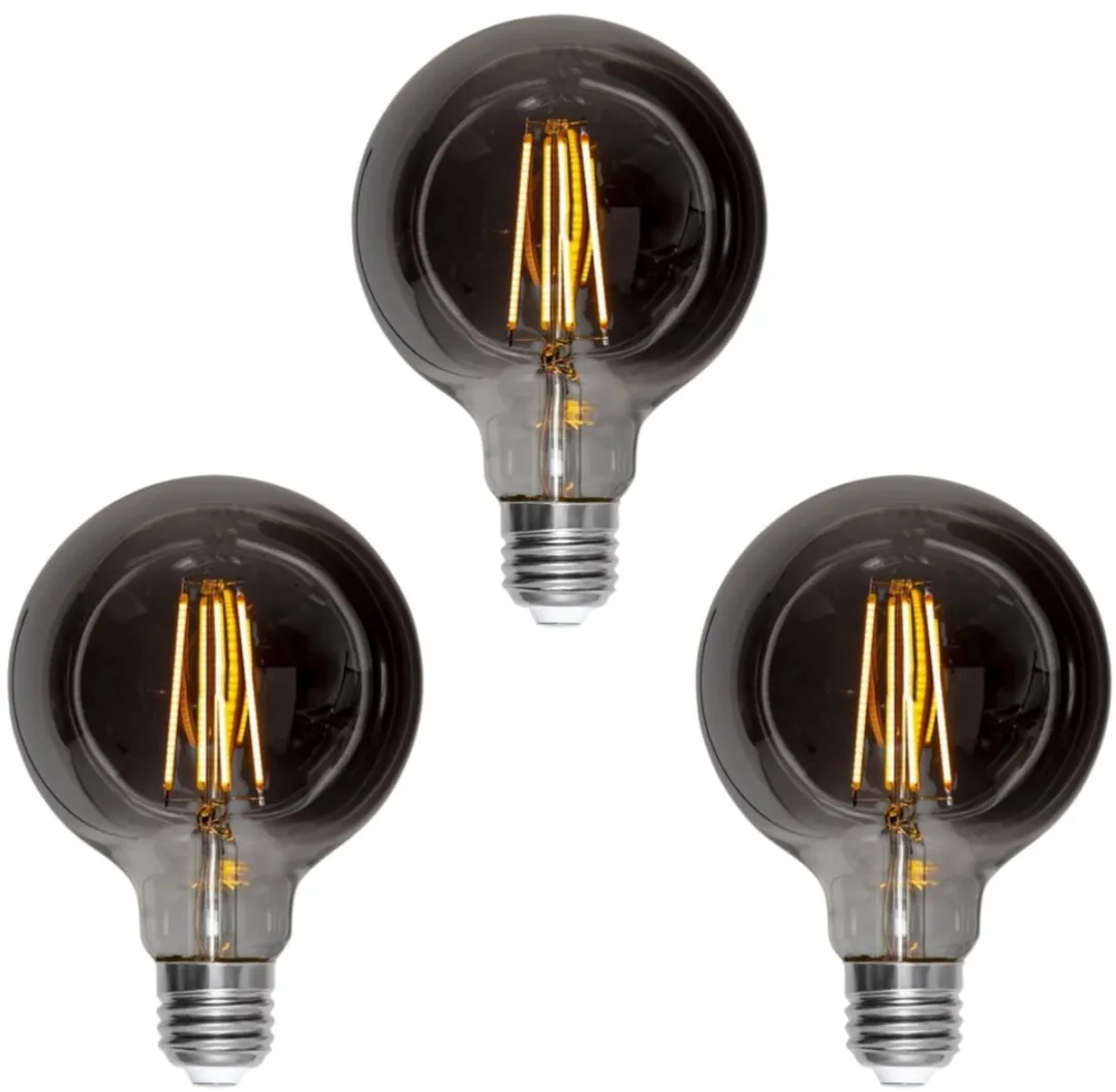 Star Trading - 3-Pack | LED - 3 standen - G95 Bol - E27 - 3.9W- Super Warm Wit - 2200K - Dimbaar