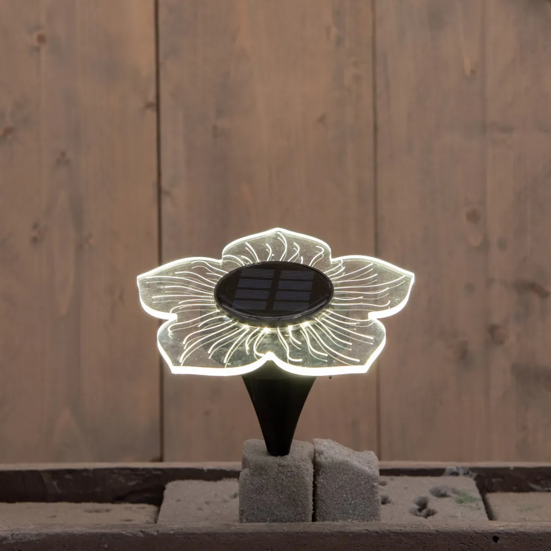 Anna's Collection Solar Prikspot Bloem 15cm - 10 Stuks - Warm Wit