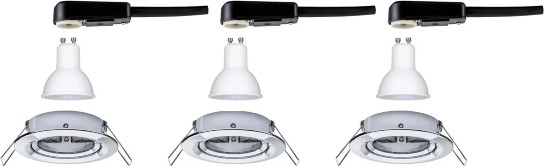 Paulmann Nova LED Inbouwlamp Basisset 3x6,5W 460lm 2700K - Chroom - afbeelding 6 van 6