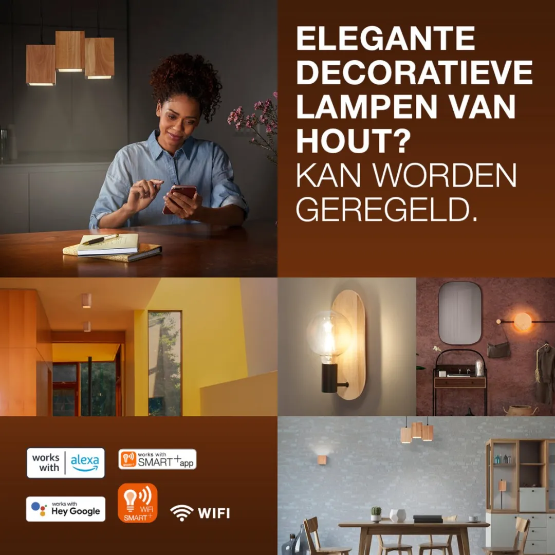 Osram Decor Wood Wall E27 Wandlamp - Zwart