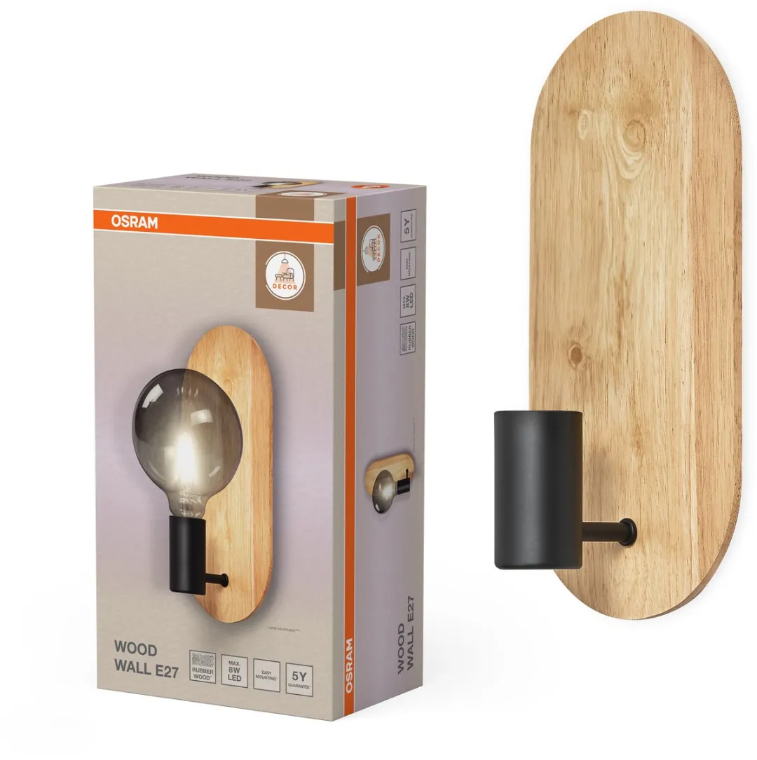Osram Decor Wood Wall E27 Wandlamp - Zwart