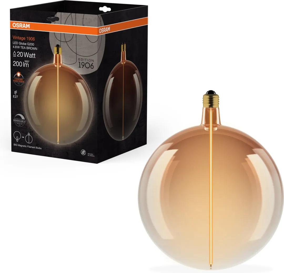 Osram Vintage 1906 Big Globe LED - 4,8W 200lm E27 Warm Wit - afbeelding 6 van 6