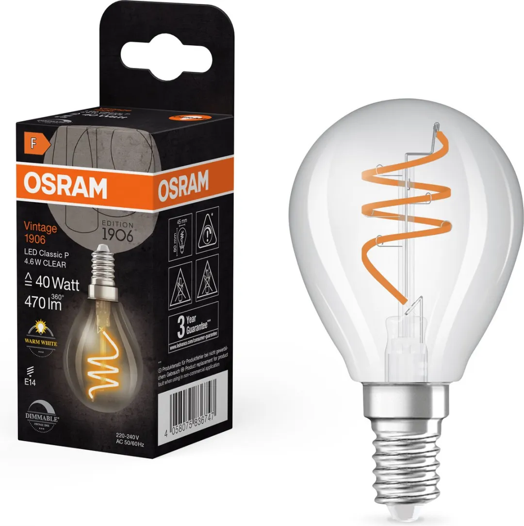 Osram Vintage 1906 LED Classic Slim E14 4.6W - 470lm - Zeer Warm Wit