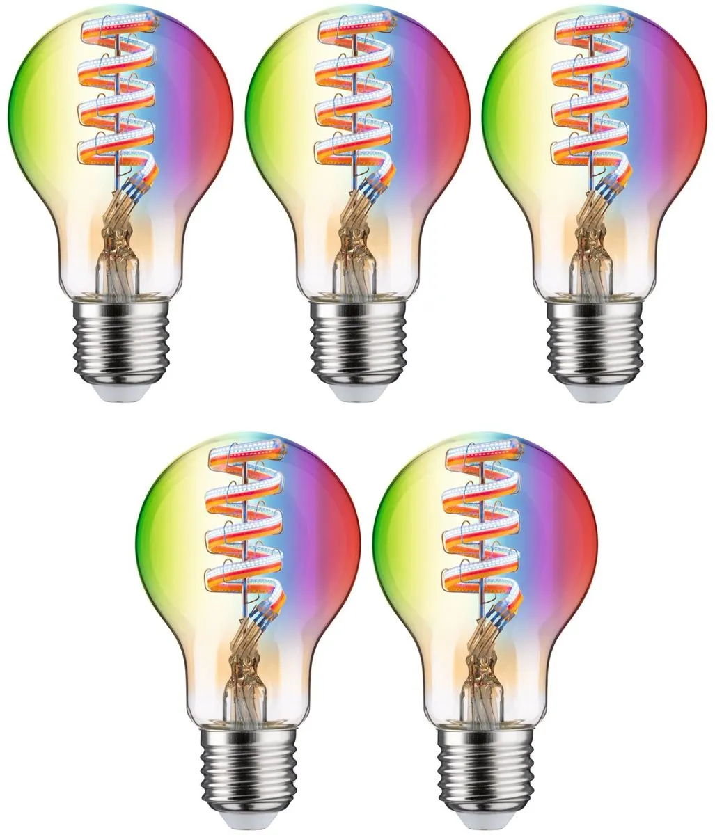 Paulmann Filament LED Gloeilamp Set 5x470lm RGBW - 2200K - Goud