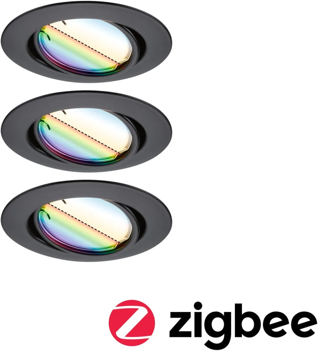 Paulmann LED-inbouwlamp Smart Home Zigbee 3.0 Coin Basisset - 3x420lm - Zwart mat