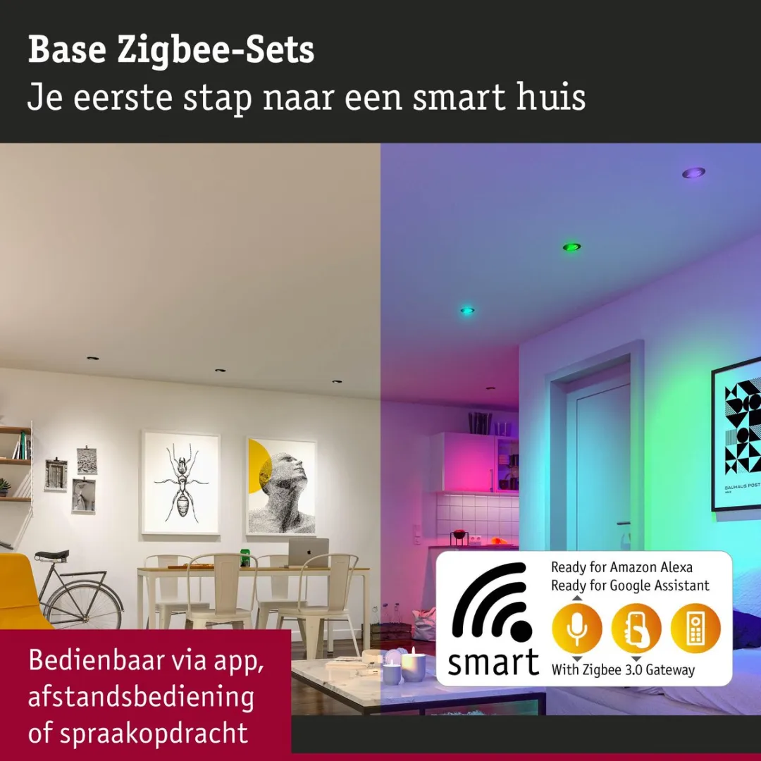 Paulmann LED-inbouwlamp Smart Home Zigbee 3.0 Coin Basisset - 3x420lm - Zwart mat