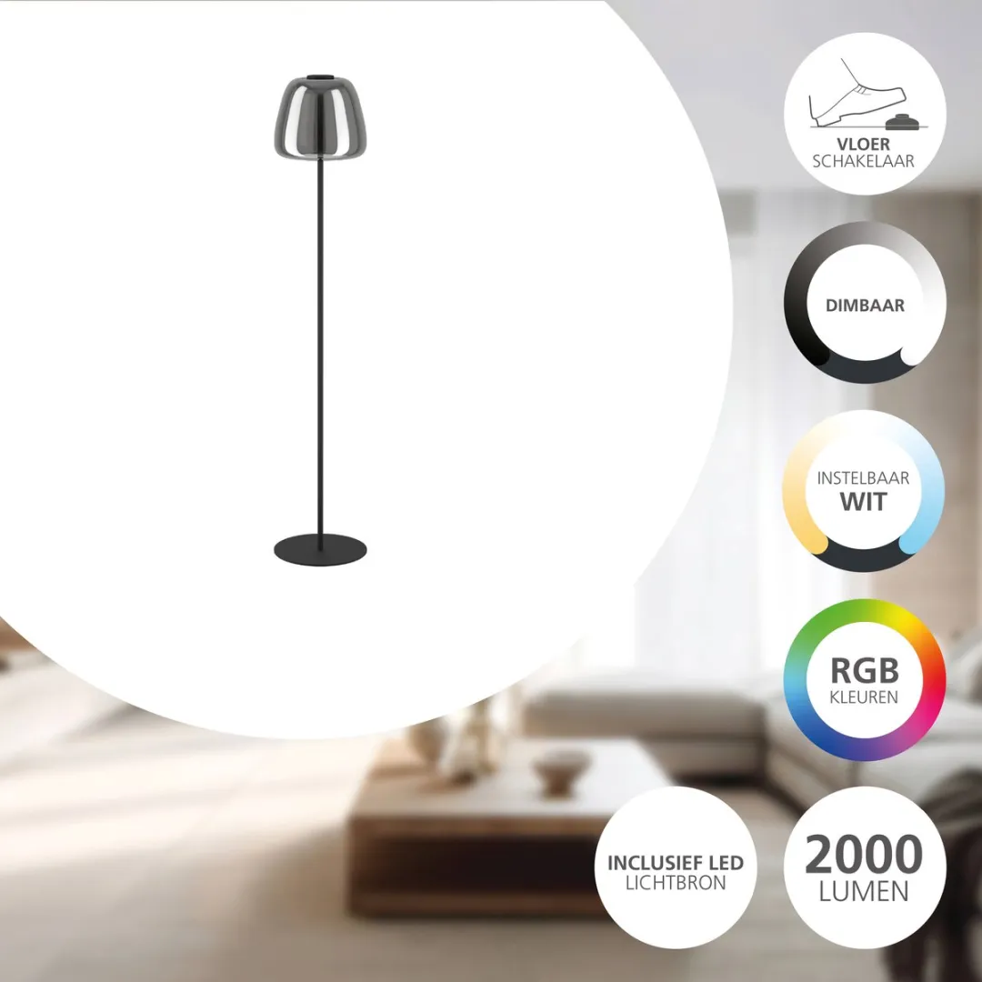 EGLO connect.z Alfero-Z Staande lamp RGB - Zwart/Chroom