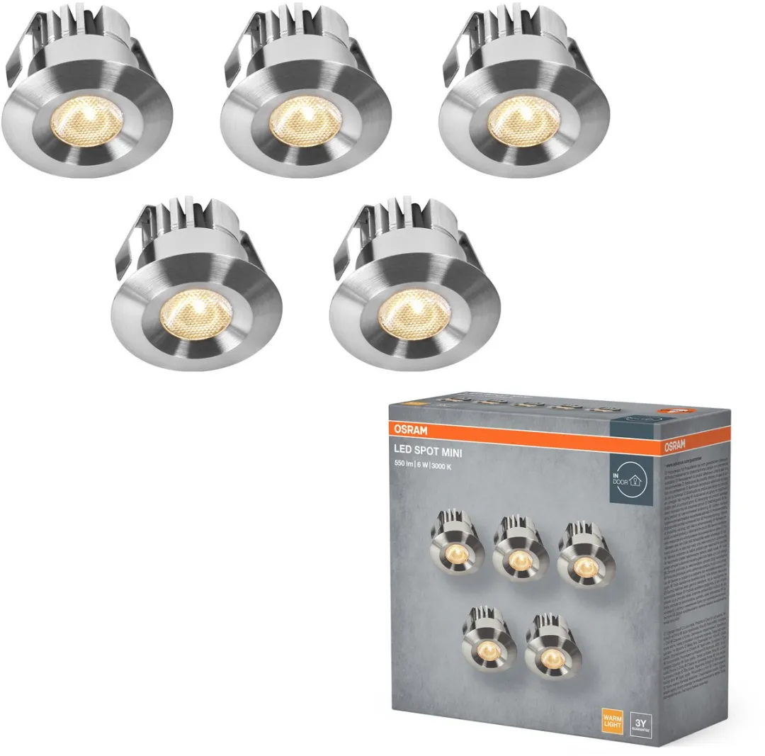 Osram Mini Spot LED Inbouwspot 6W - 5 Stuks - 42mm - 480lm - Satijn nikkel