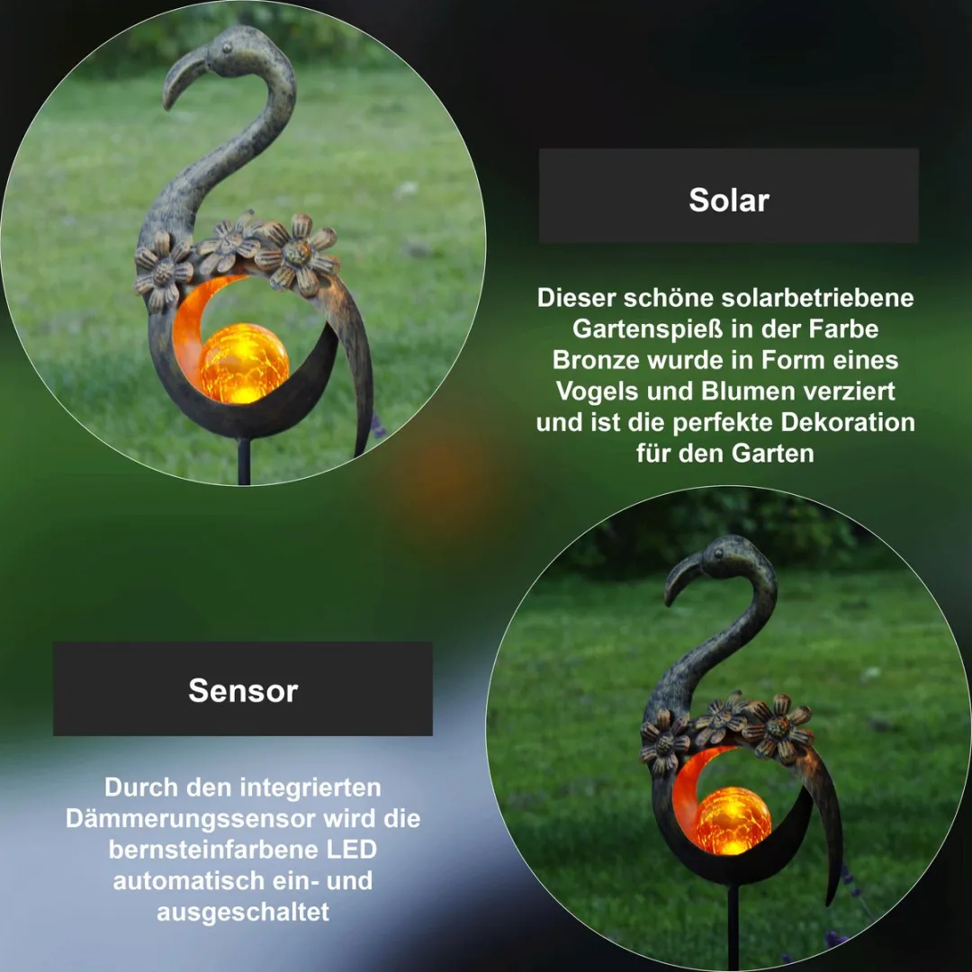 Star Trading Solar Path Light Melilla Bird - Zwart