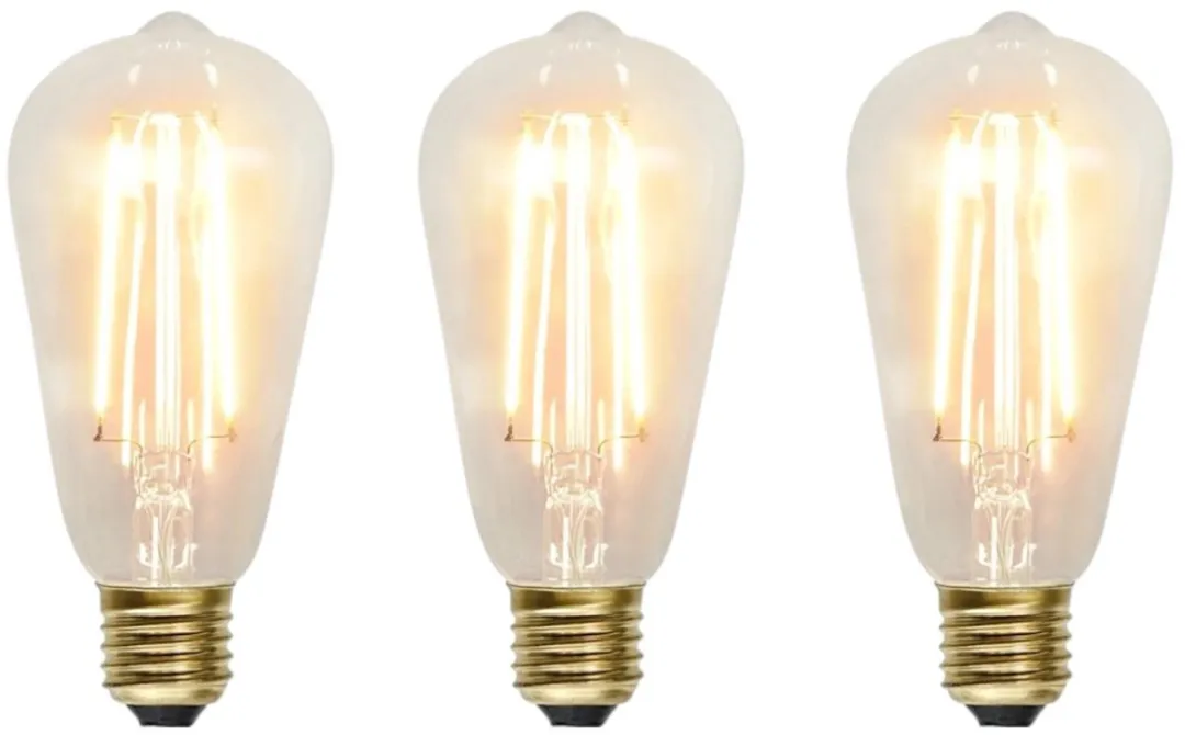 Star Trading Druppel-Edison Lamp 3-Pack - 2.3W E27 - Super Warm Wit