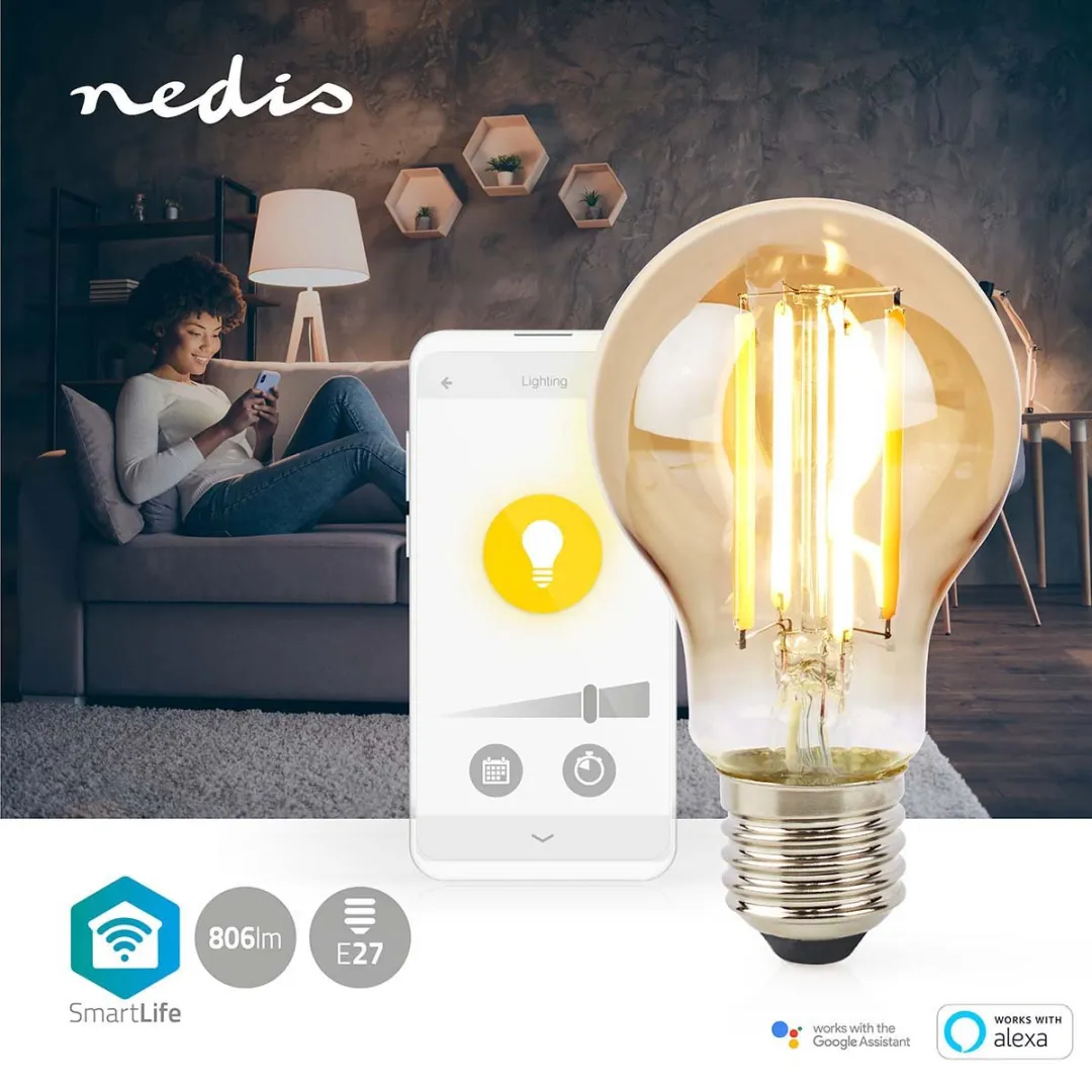 Nedis SmartLife LED Filamentlamp E27 7W Warm Wit Goud - 806lm