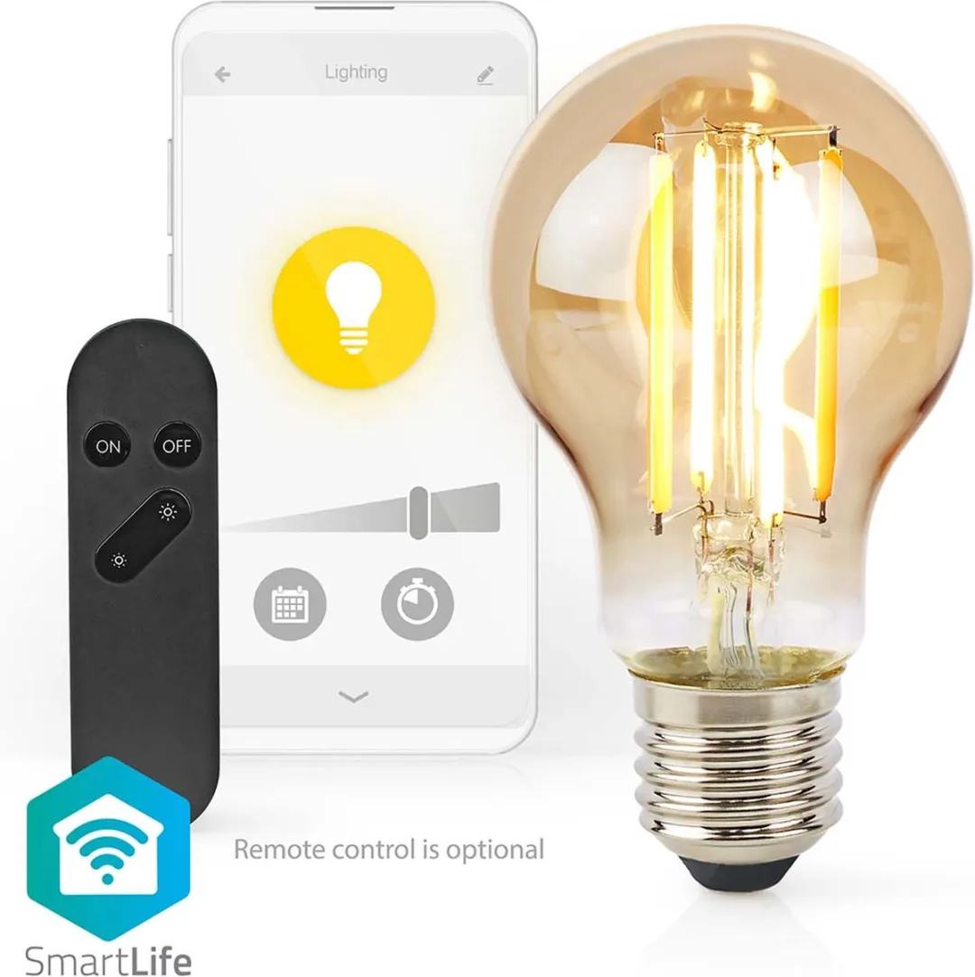Nedis SmartLife LED Filamentlamp E27 7W Warm Wit Goud - 806lm - afbeelding 6 van 6