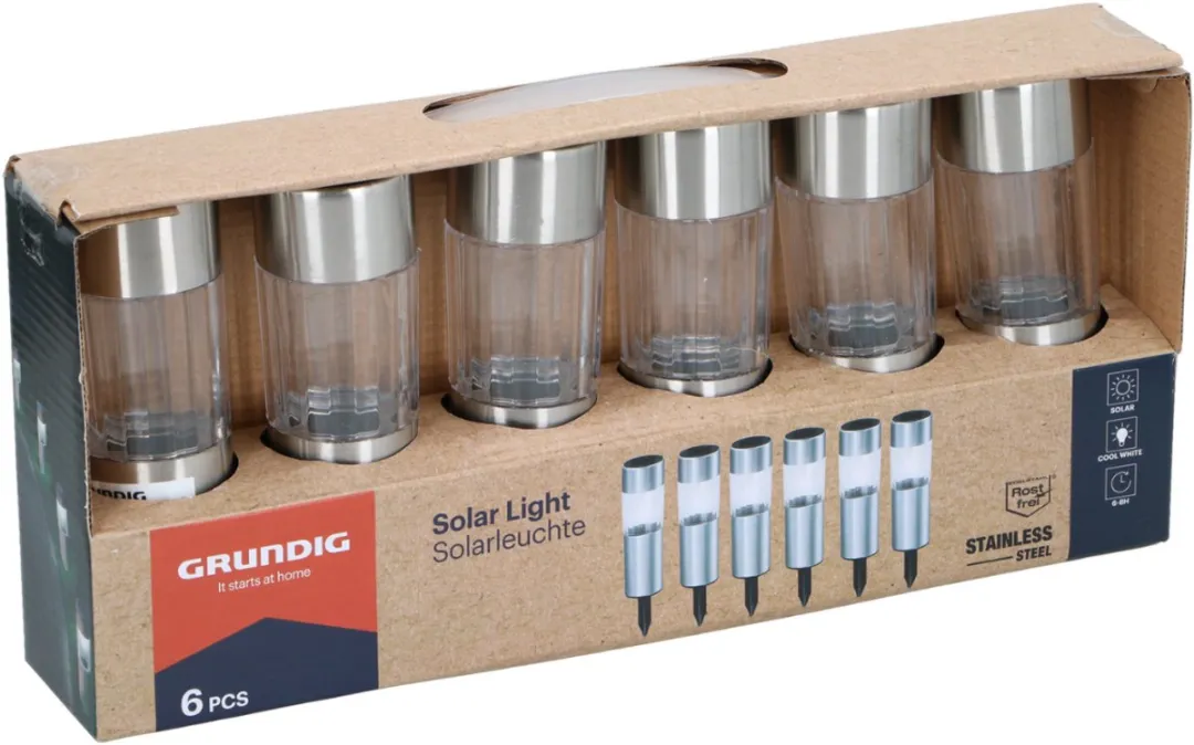 Grundig Solar Tuinlamp Set 6 Stuks - Zilver - afbeelding 6 van 6