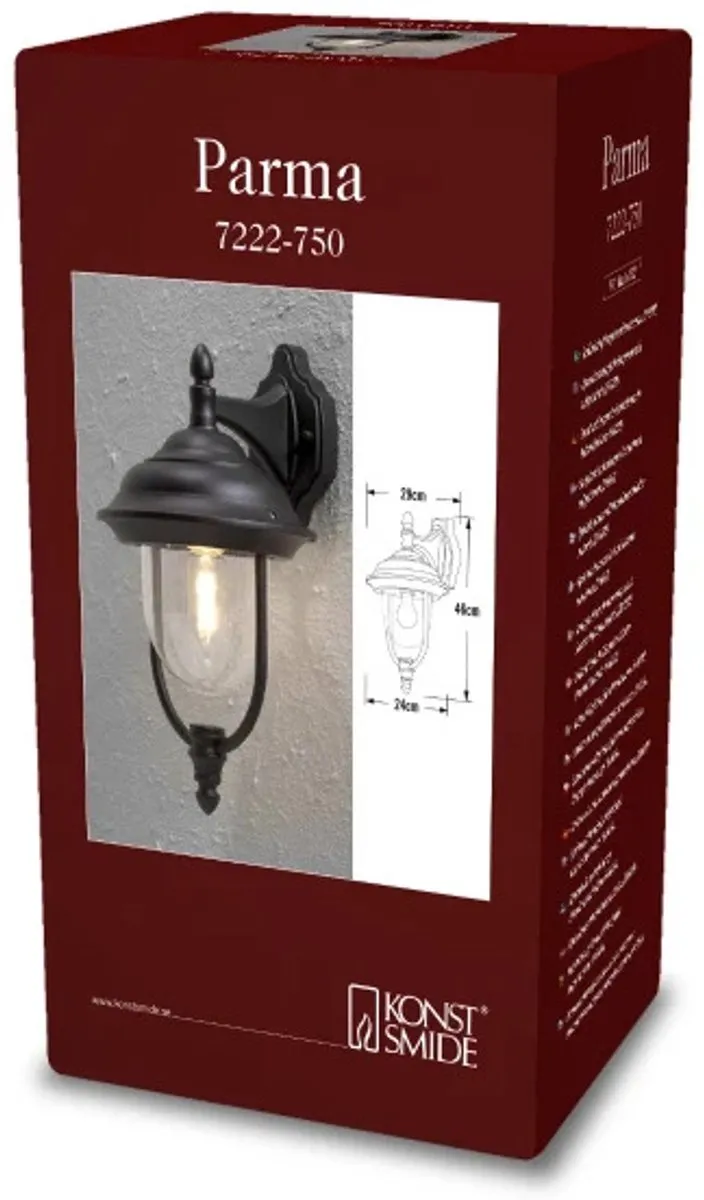 Konstsmide Parma Wandlamp Buiten - E27 - IP43 - Zwart