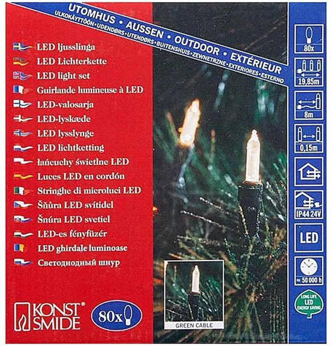 Konstsmide 6020 Snoerverlichting 80 LED - 1185cm - 24V Warmwit