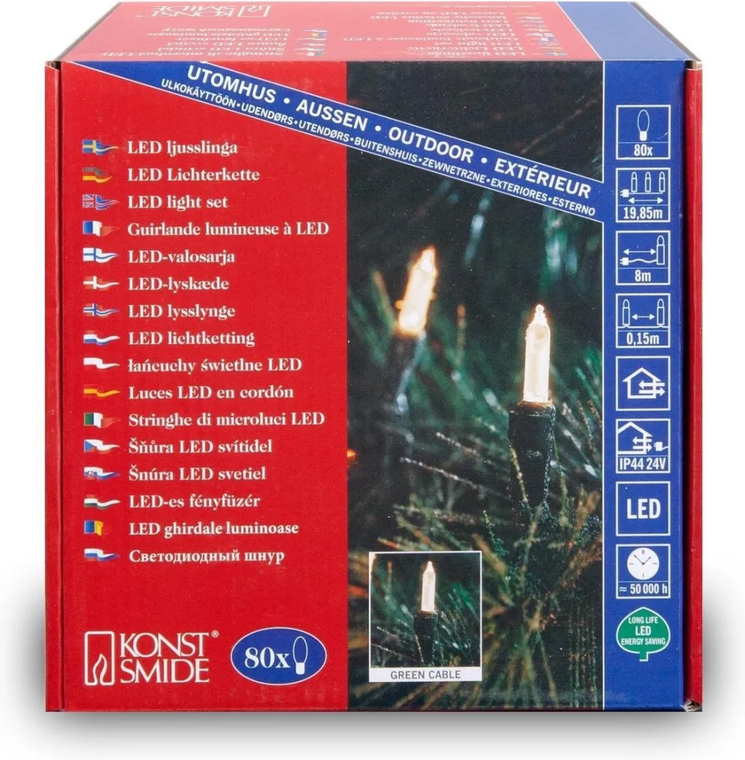 Konstsmide 6020 Snoerverlichting 80 LED - 1185cm - 24V Warmwit
