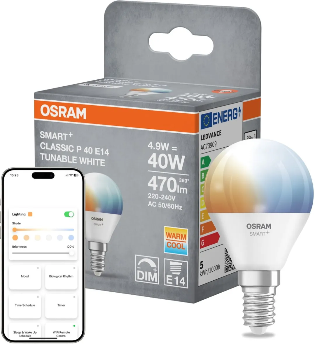 Osram SMART+ LED-lamp P40 E14 - 4,9W - Mat - App/spraakbediening
