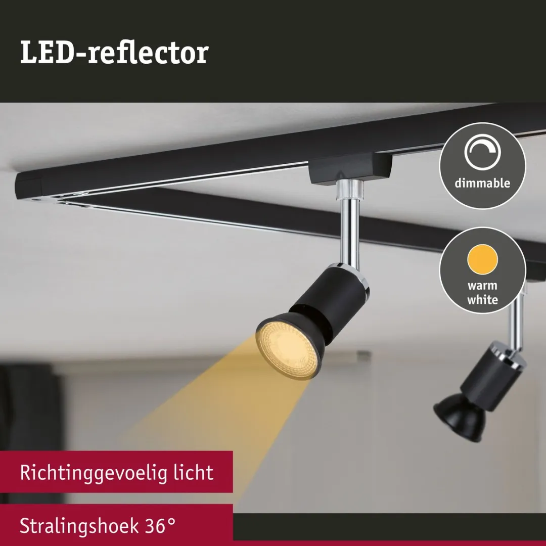 Paulmann LED Reflector GU10 Set 3x7W 2700K - 3x460lm - Zwart mat - afbeelding 6 van 6
