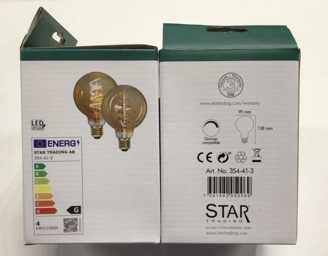 Star Trading G95 Globelamp E27 3.2W - 5 Stuks - Warm Wit
