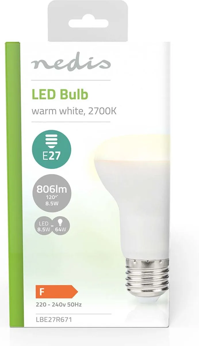 Nedis LED-Lamp E27 R63 8.5W Warm Wit - Retrostijl - Helder Glas