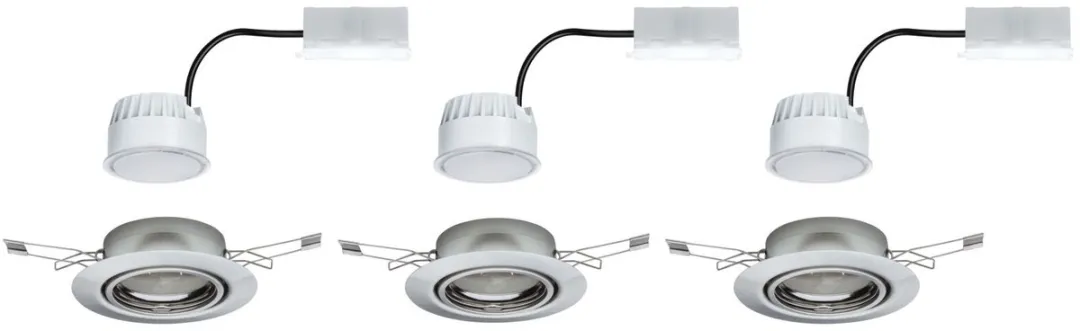 Paulmann LED-inbouwlamp Coin Basisset 3x5W 370lm 3000K - 90mm - Staal geborsteld - afbeelding 6 van 6